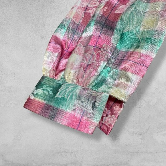 Vintage Storybook Heirlooms Girls Dress 8 Plaid Lace Metallic Brocade Victorian - Picture 11 of 14